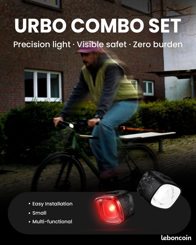 Kit éclairage Vélo Masdio – Phare Avant U10 300 M, Feu Arrière X8 Frein Intelligent, Télécommande, étanche IPX5, USB-C