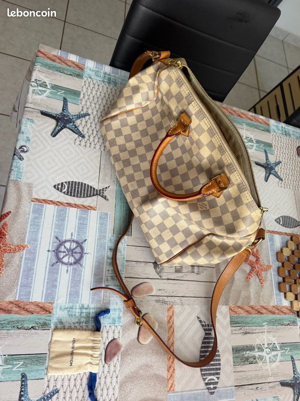 Louis Vuitton Speedy 30 Bandoulière Damier Azur, référence N41373 (image 5)