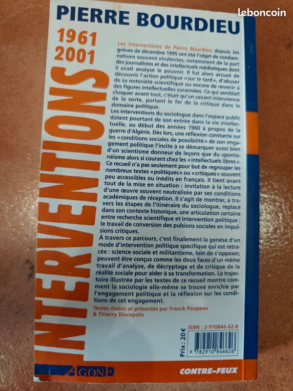 Pierre Bourdieu - interventions de 1961 à 2001 - science sociale et action politique - sociologie (image 2)
