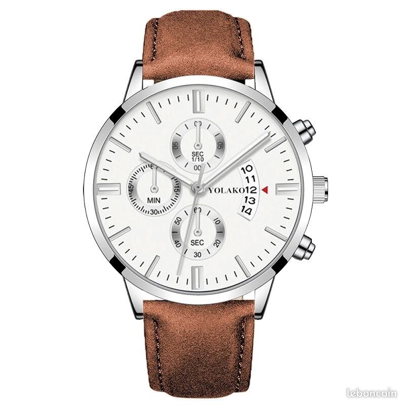 Montre Quartz en Cuir Marron (image 2)