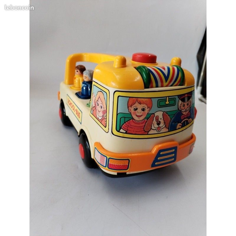 Grand Autobus En Bois Vintage 63 Cm - Jouet Ancien Majolu Clairbois Babyjou