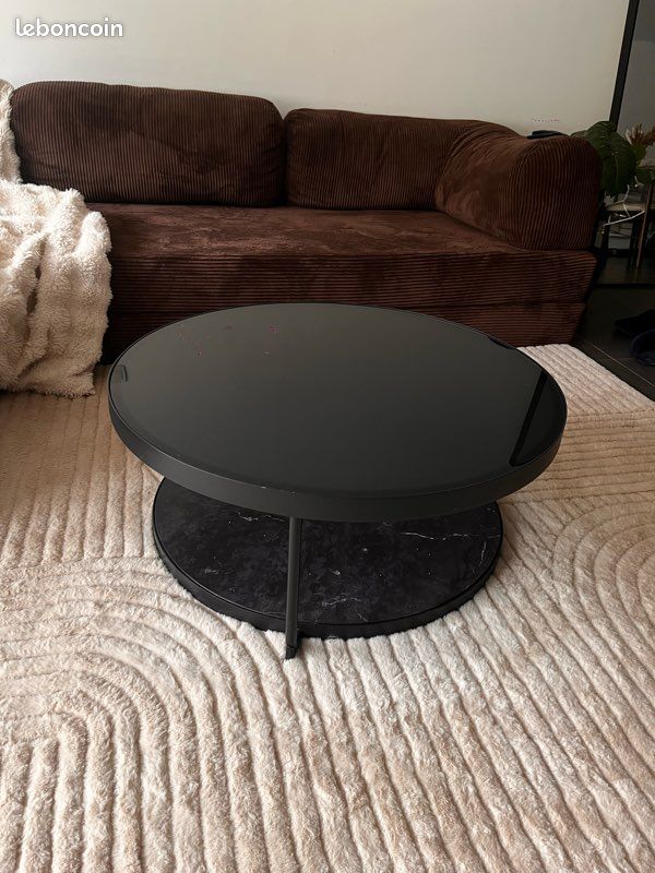 Table basse en verre avec plateau en marbre (image 3)