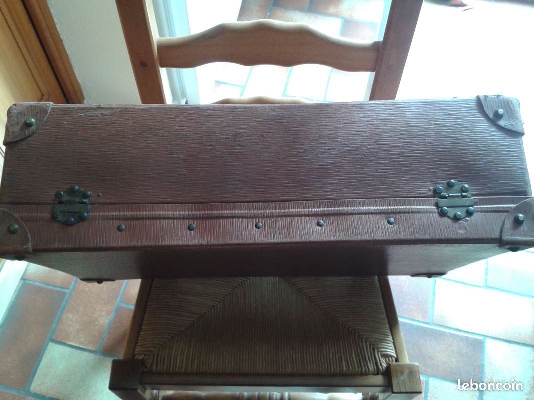 Ancienne valise en carton bouilli et cuir années 30/40 (image 8)