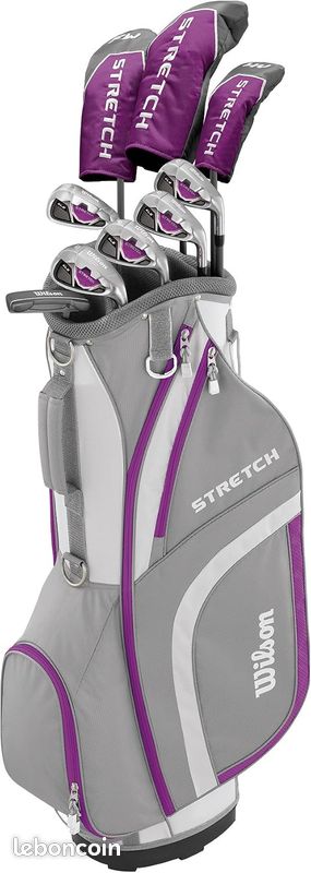 Wilson Ensemble Complet pour Débutant, 9 Clubs de Golf avec Sac de Cart, pour Femme, Stretch XL, Blanc/Gris/Mauve (image 1)