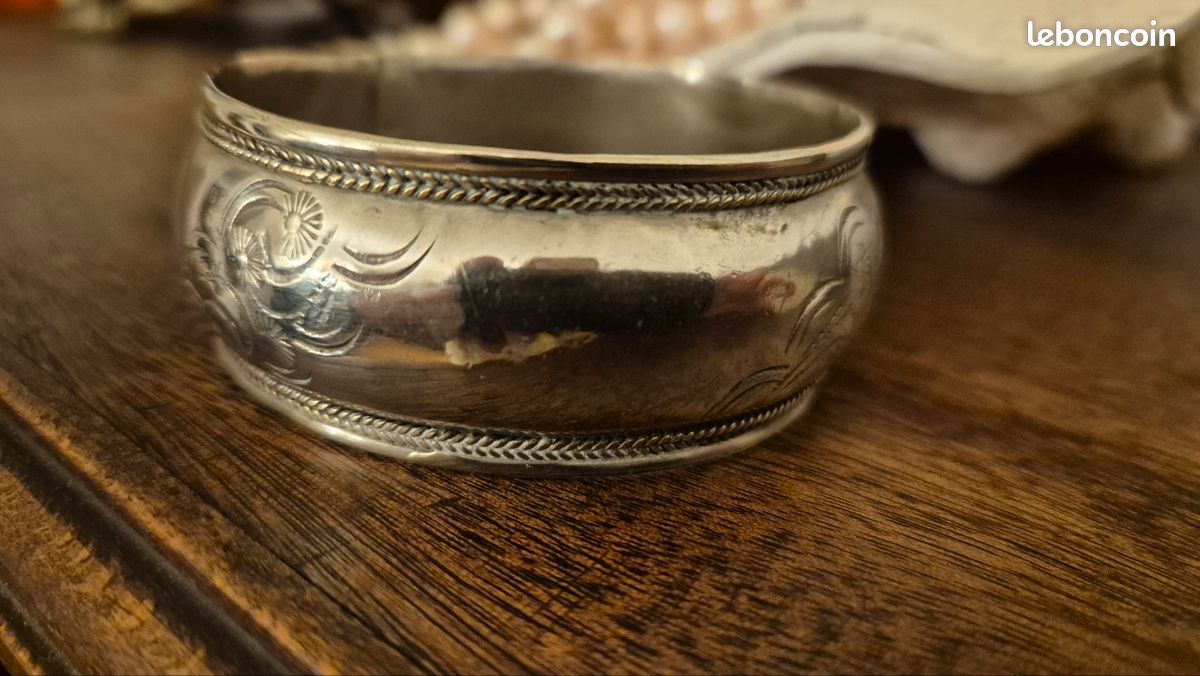 Bracelet En Métal Argenté Vintage - Début Des Années 1900 - Occasion