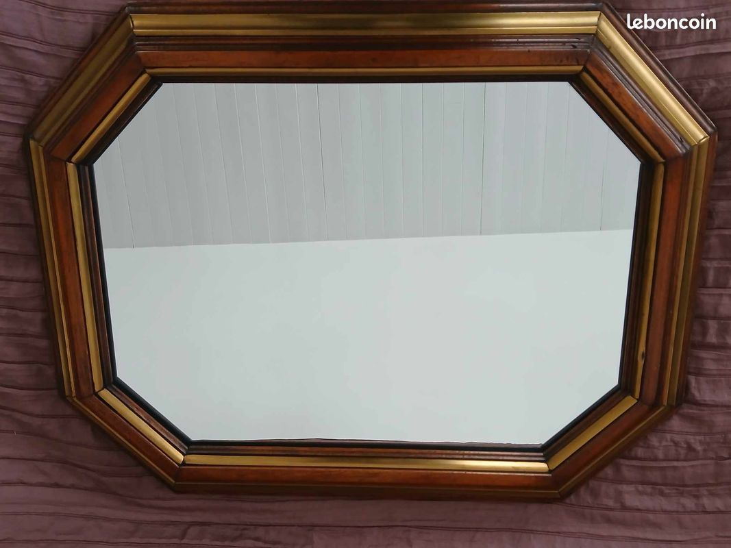 Miroir mural octogonal en bois (image 2)