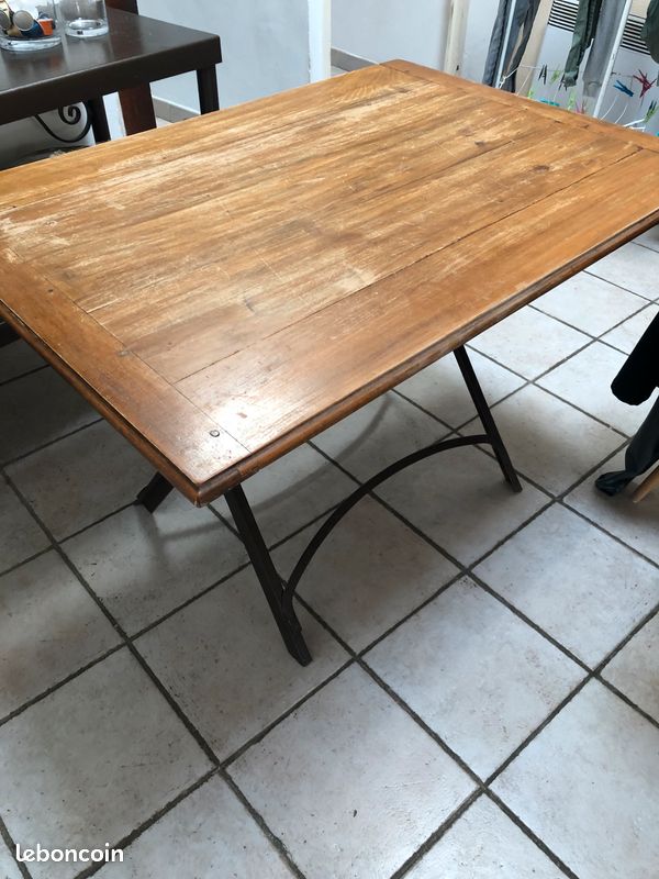 Table bois et fer forge (image 1)