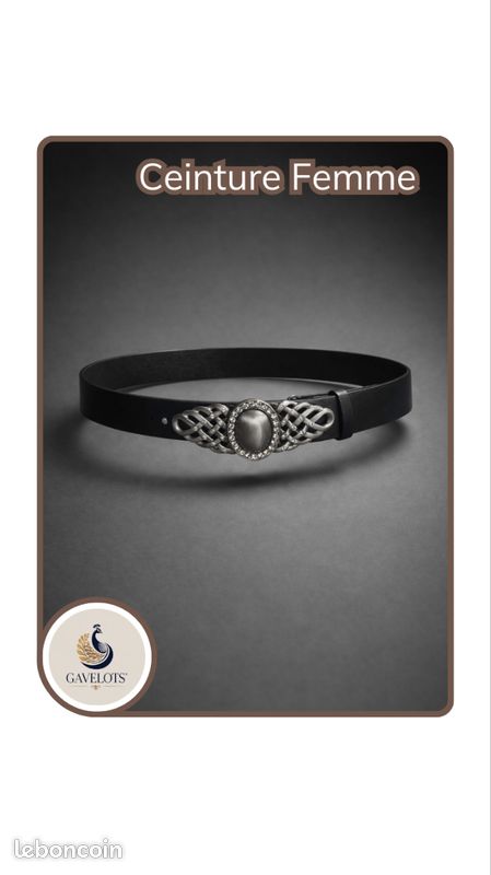 Ceinture Femme En Cuir Marron Avec Médaillons étoiles Strass - Taille 34, Réglable, Marque Private Label - Neuf Avec Défauts
