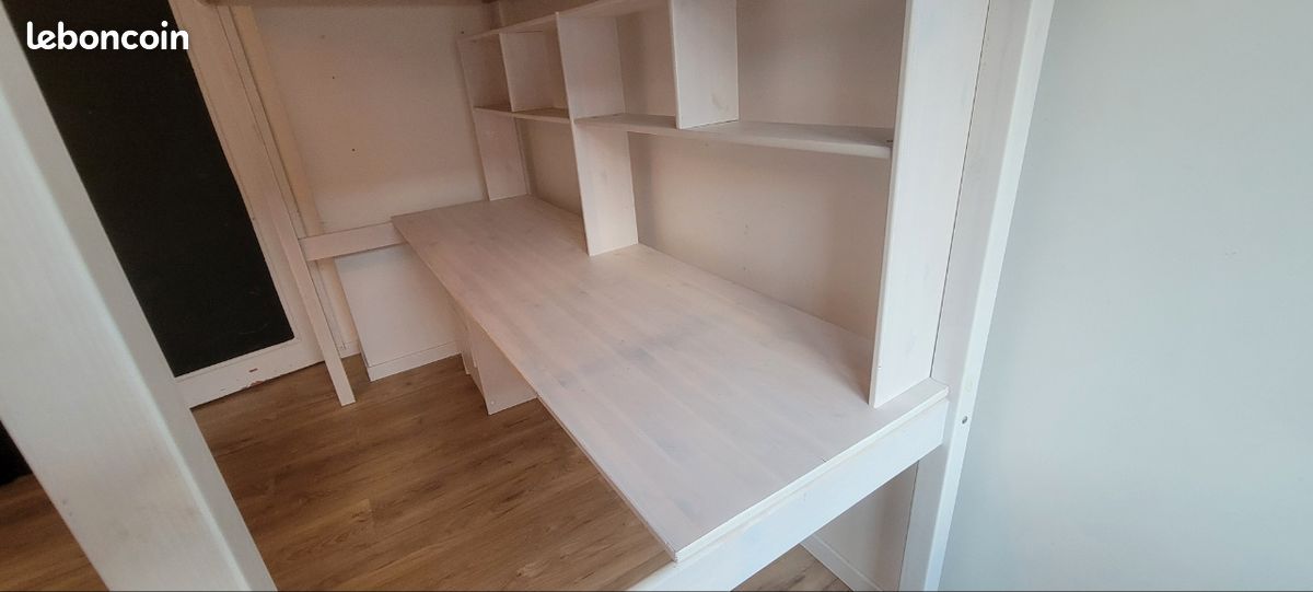 Lit mezzanine BLOOM 190x90 cm + bureau intégré – Blanc – Bon État (image 10)