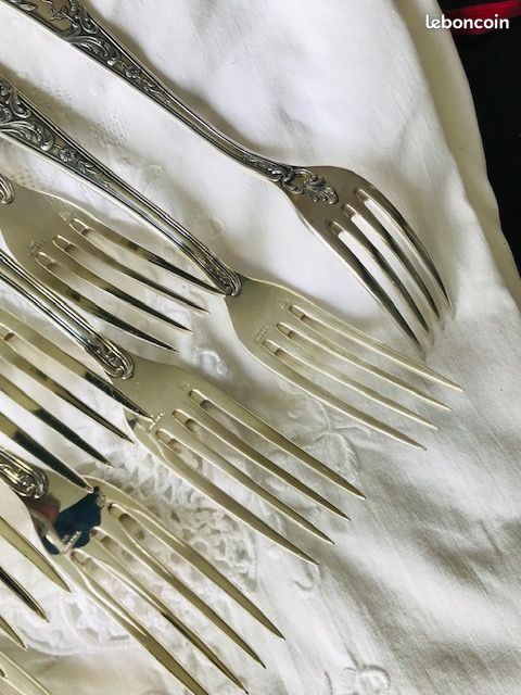Lot De 24 Fourchettes CHABANNE – 12 Table + 12 Poisson – Inox Louis XV Feuillagé (Occasion)