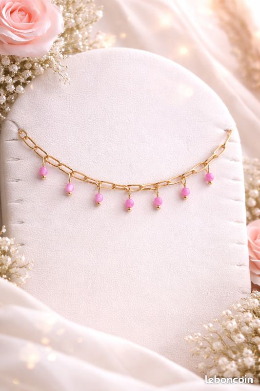 Chaîne De Cheville Dorée Avec Perle, Neuve Sans Boîte