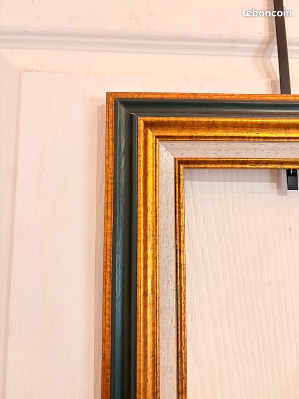 Grand Cadre Bois Ancien XIXème Avec Marie-Louise - Feuillure 38x55cm - Extérieur 48.5x65.5cm
