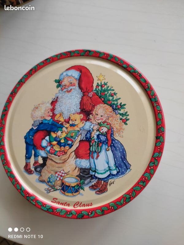 4 Boîtes à Biscuits Métal Noël - Boîtes Rondes Avec Couvercles - Rangement Bonbons Cadeaux DIY