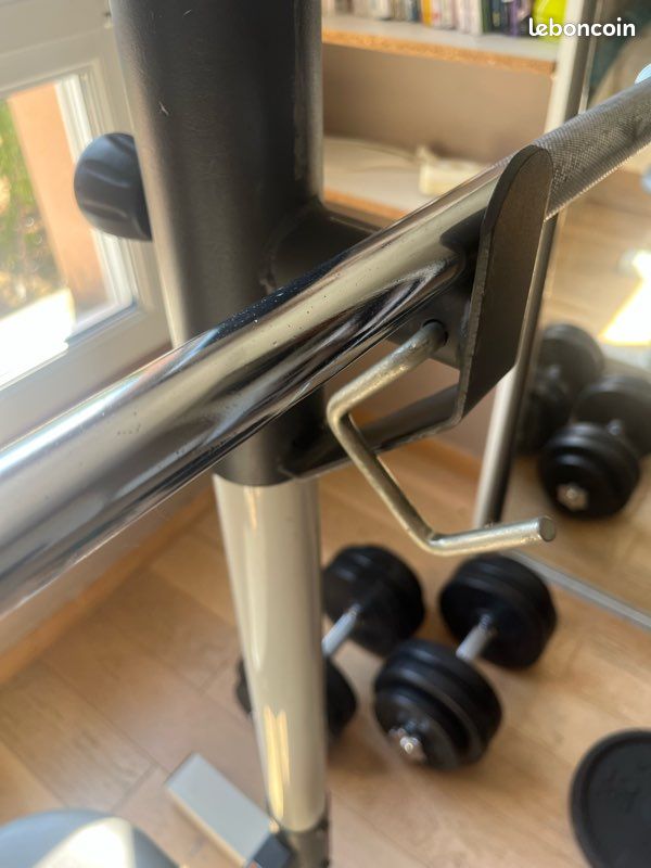 Lot complet musculation : Banc multi-exercices + Barre, Haltères & Poids (image 11)