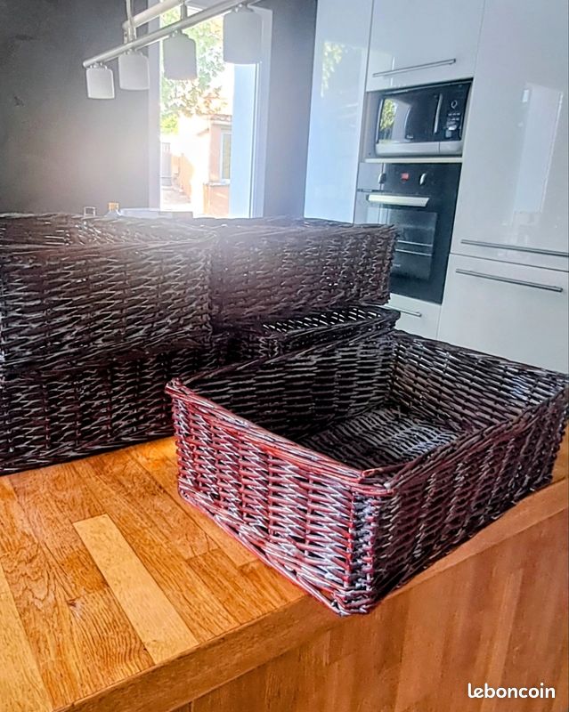 Grand Panier Vintage En Osier Et Rotin – Vannerie Ancienne – Déco Nature