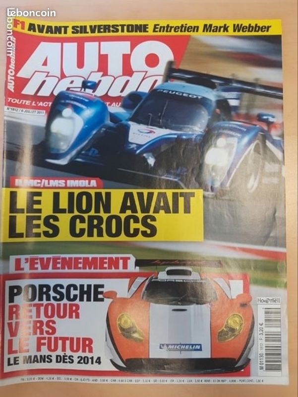 Auto Hebdo N°1812 (6 Juillet 2011) ILMC/ILMS Imola, Peugeot 908, Audi R15, Porsche Le Mans,F1 Webber, Silverstone, Essai MINI COUNTRYMAN S2000, RALLYE RAID X-RAID (image 1)