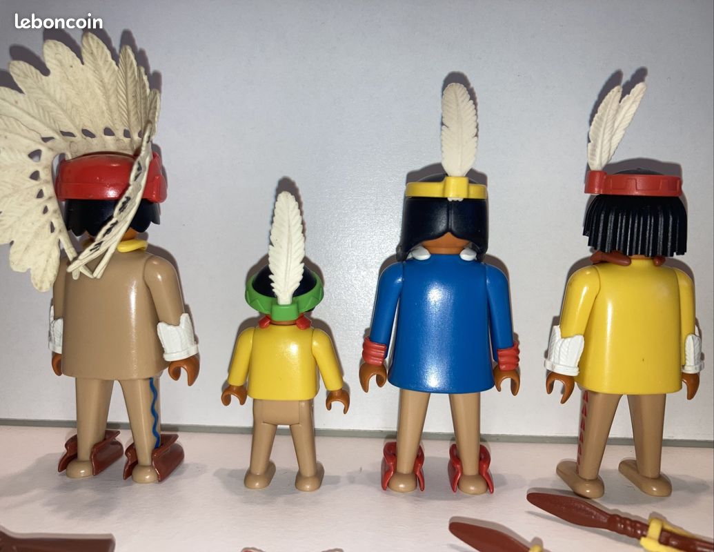 Set Playmobil Vintage Western Indiens Et Cheval Marron - Année 1989, Bon état