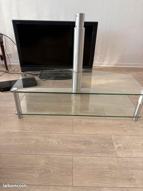 Meuble TV Spectral Vitres transparentes pieds silver (image 2)