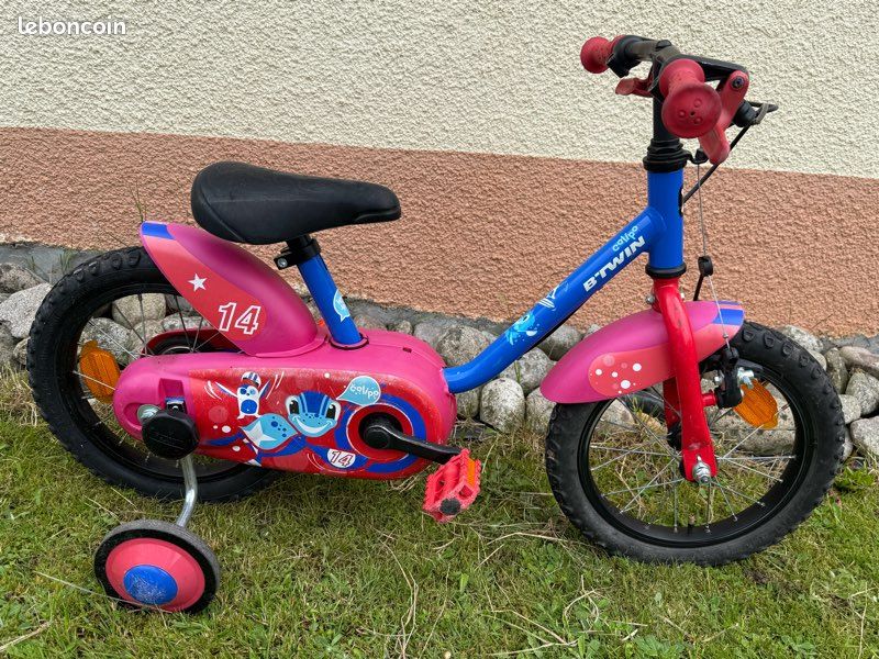 CLEADONG Vélo enfant 14 pouces pour garçons et filles à partir de 3 à 7 ans, vélo amélioré avec roues stabilisatrices et panier, hauteur réglable, pour garçons et filles, bleu