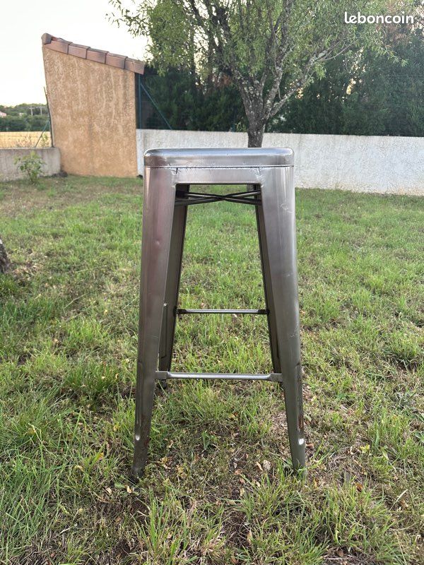 Lot de 4 Tabouret bar Haut en Acier Brossé (image 3)