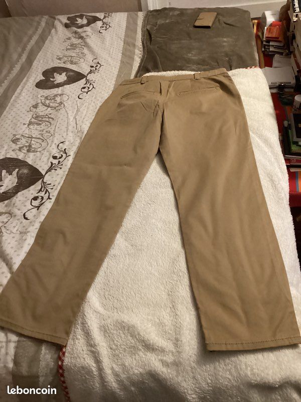 Pantalon femme large chino camaïeu camel beige foncé taille 40