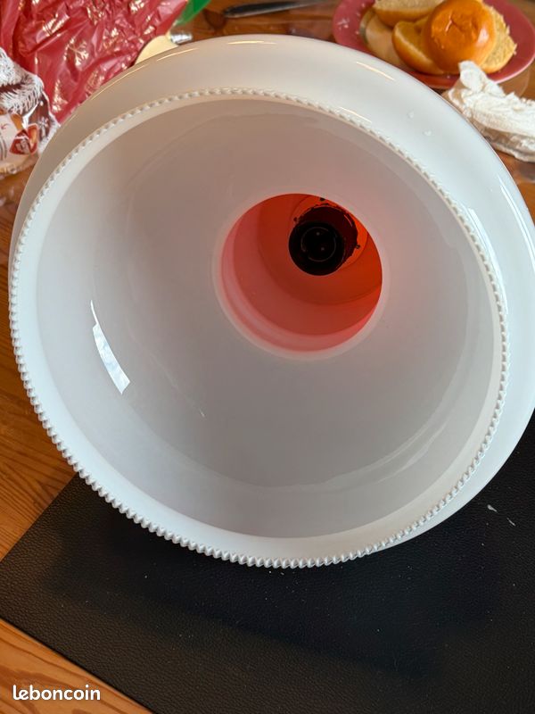 Lustre en opaline blanc et orange vintage (image 19)