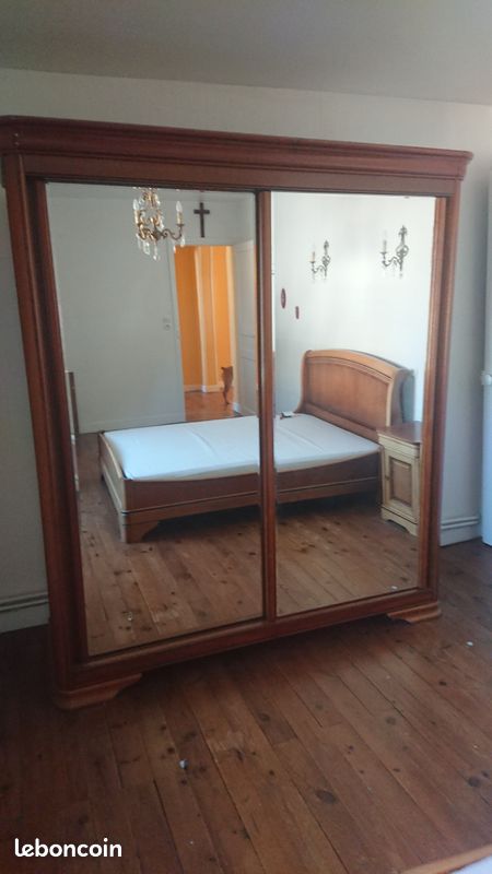 Armoire lit chevet merisier massif (image 3)