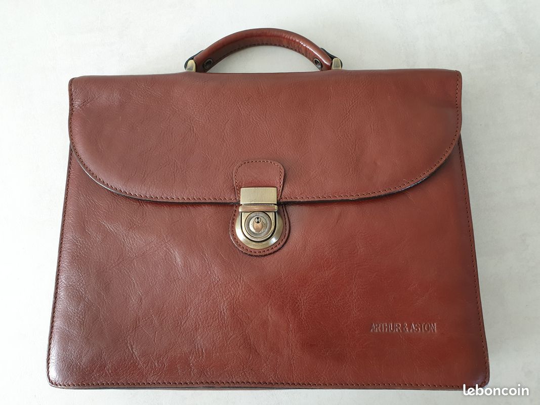ARTHUR & ASTON Porte-documents en Cuir Marron Véritable (image 1)