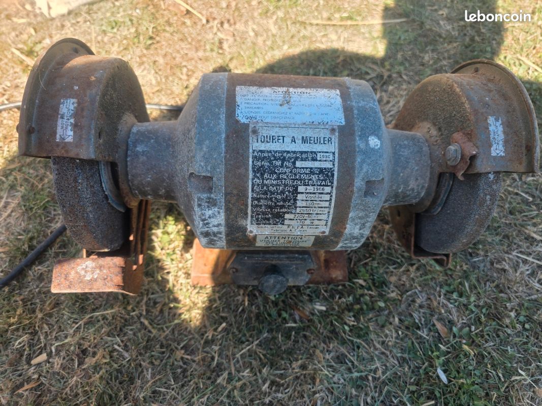 Touret à meuler 370W – fonte – 150mm – fonctionne (image 3)