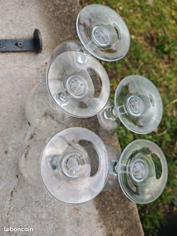 5 verres en cristal d'Arc vintage art deco (image 2)