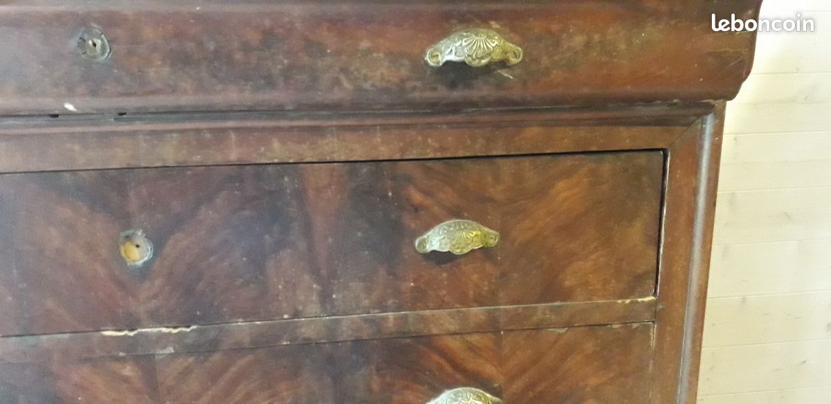 Commode ancienne, en loupe de bois foncé (image 7)