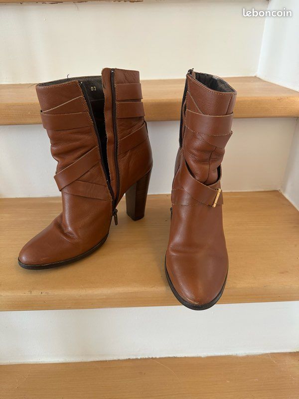 Otrain Bottines Cuir Rouge Femme Bottes Camel Cuir San Marina