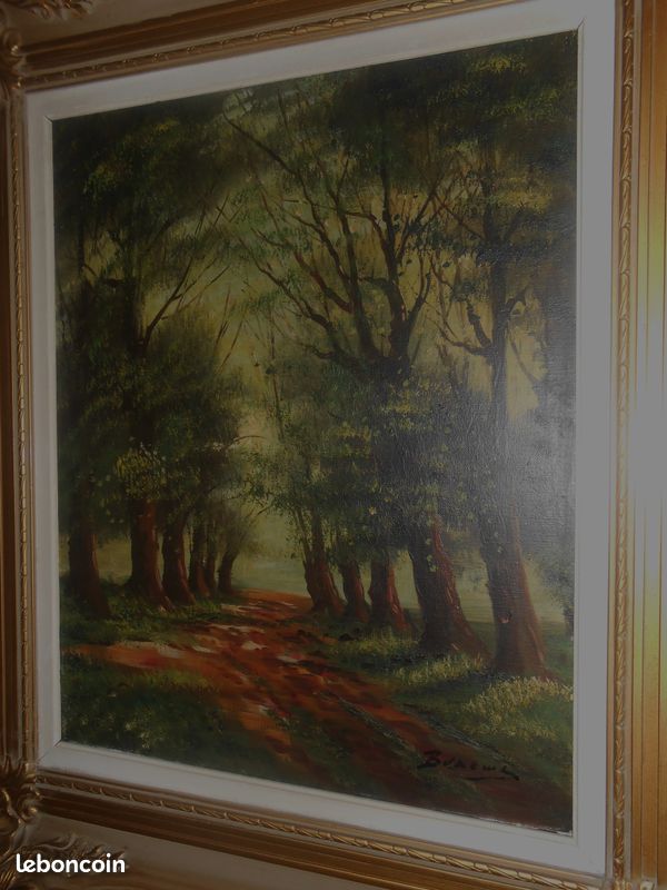Tableau toile peinture ancienne signé 71x61 (image 5)