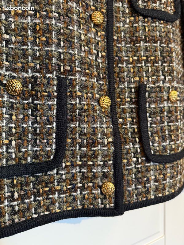 Veste Femme Tweed Bronzé - Taille 10 - élégante Et Vintage - Occasion