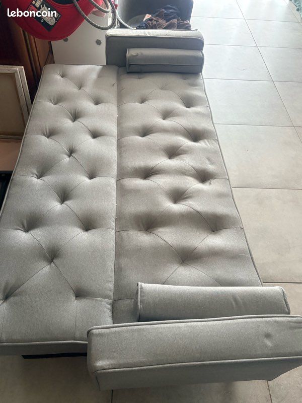 Canapé lit enfant gris 2m de longueur par 1m de largeur déplié (image 4)