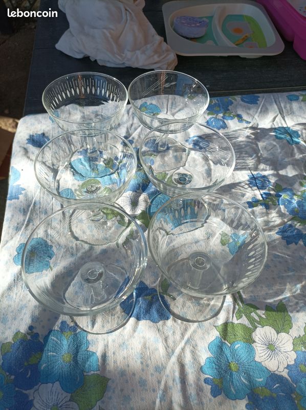 Lot de 6 coupes à champagne / glace vintage (image 2)