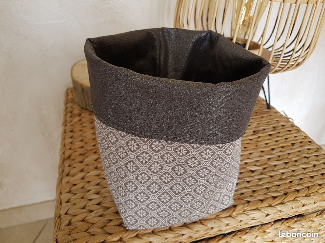 Panier de rangement vide-poche en tissu jacquard intérieur jean enduit pailleté (image 3)