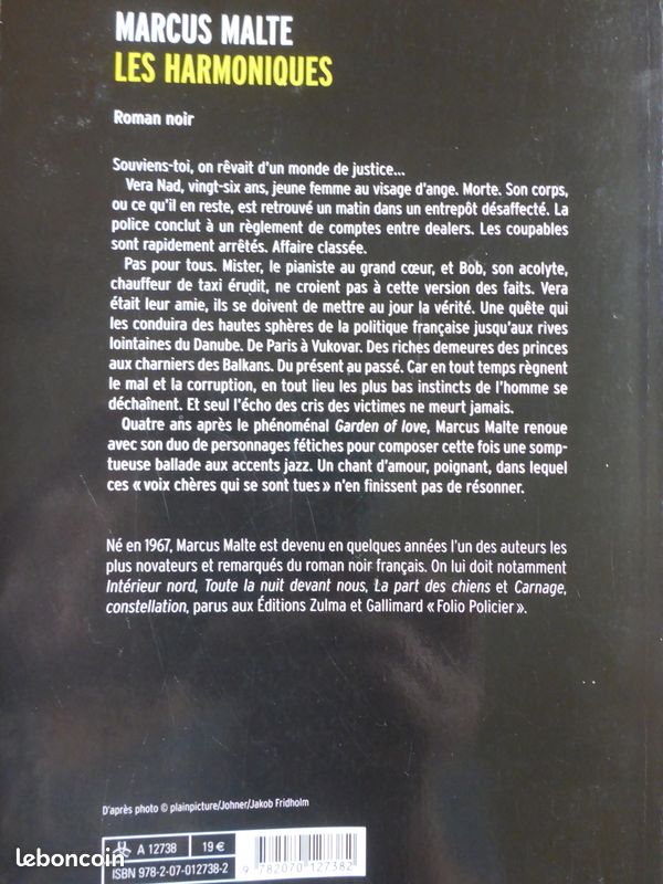Roman policier "Les Harmoniques" de Marcus Malte (image 2)