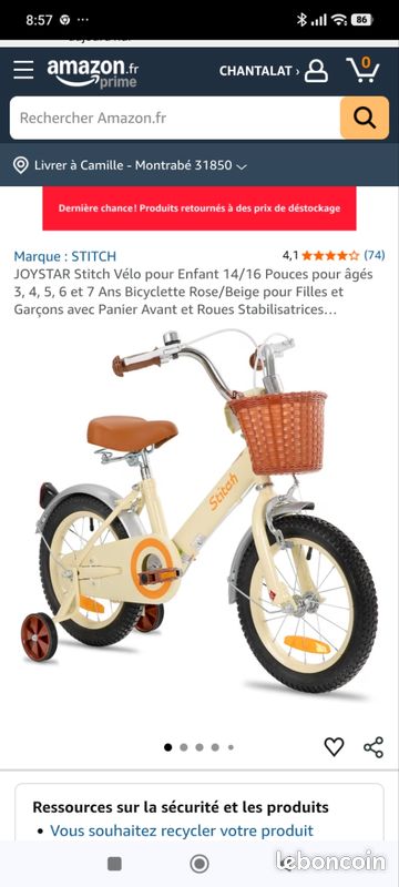 Vélo enfant Bobbin Moonbug pour enfants de 4 à 6 ans - 16 po