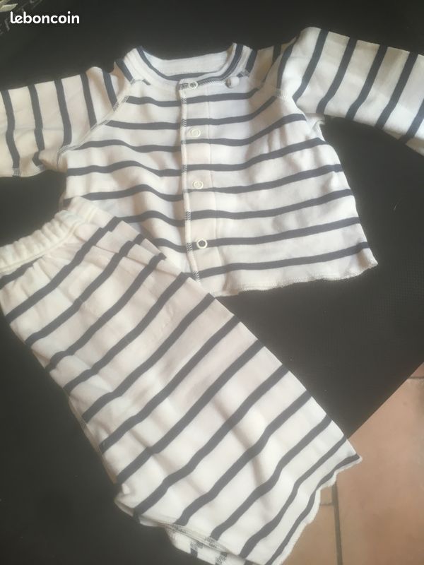 Ensemble marin Petit Bateau NEUF 3 mois coton bio (image 1)