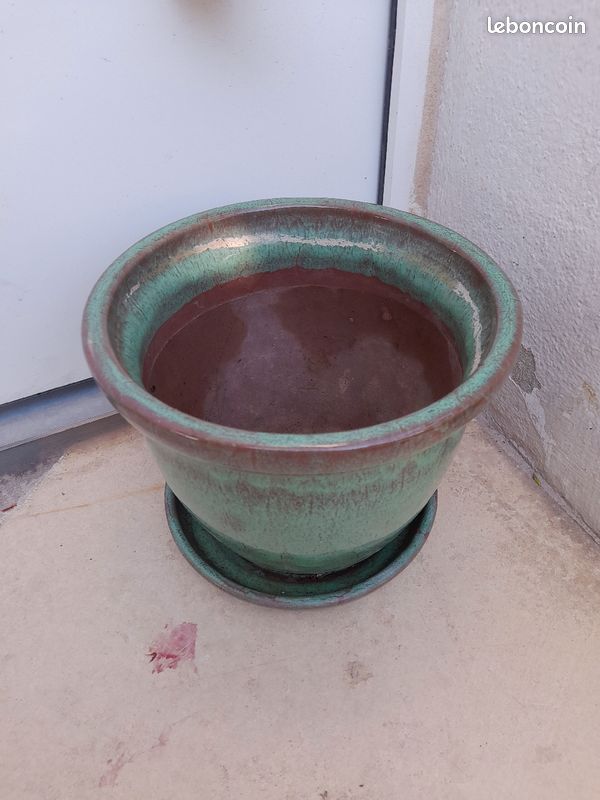 Vase terre/ceramique vert (image 6)