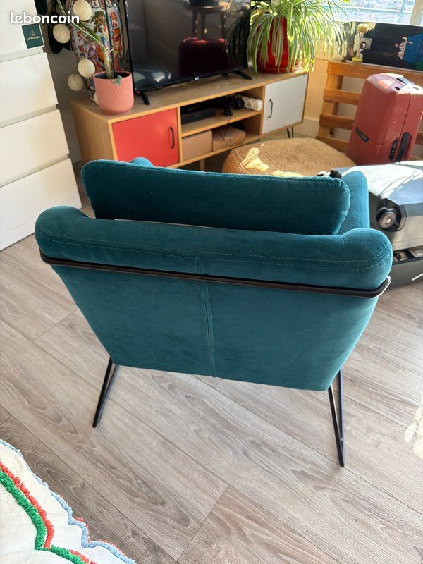 Fauteuil bleu canard (image 2)