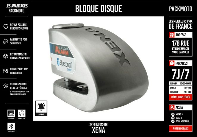 Bloque disque Alarme XENA XX15 SRA - Moto And Co