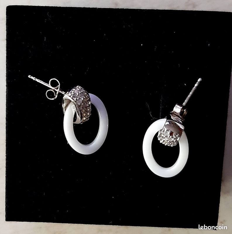 Boucles d'oreilles argent et céramique (image 4)