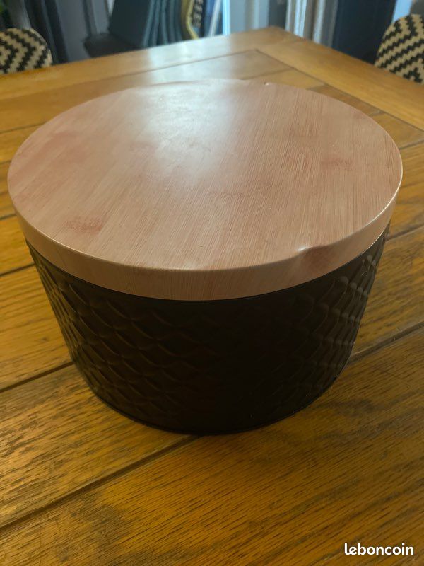 Boite métal ronde noire à couvercle 19 cm (image 1)