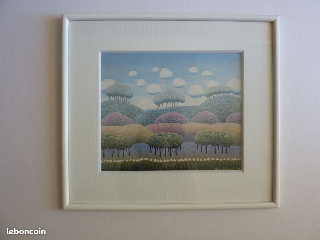 REPRO d'une peinture naïve d'Yvan Rabuzin, encadrée sous verre (image 2)