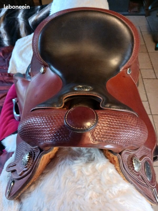 Selle Western Vintage Eamor Canada - Cuir Marron - Taille 15,5" - Très Bon État