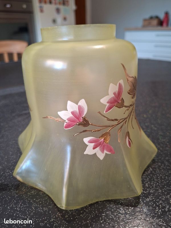 Tulipe lampe à pétrole lampe à huile décor floral dorure art nouveau Belle époque (image 12)