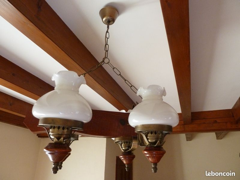 Lustre bois/metal 4 lampes (image 2)