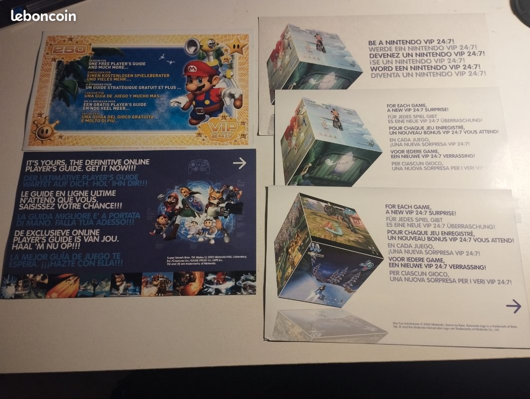 Lot 5 cartes VIP game cube Mario sunshine super smash bross (image 1)